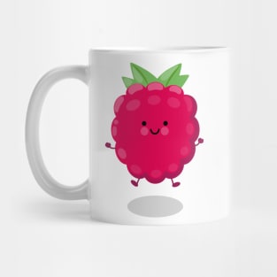 Cute happy jumping red raspberry cartoon illustration Mug